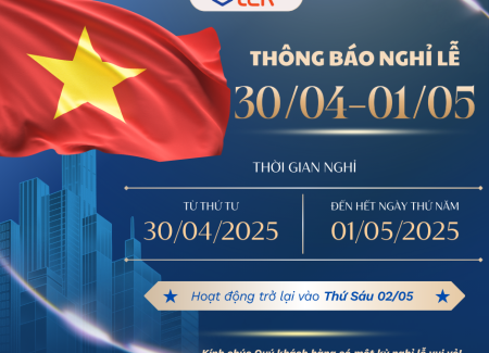 THÔNG BÁO LỊCH NGHỈ LỄ 30/4 VÀ 1/5/2025