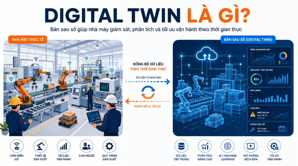 Digital Twin là gì? Vì sao nhà máy FDI tại Việt Nam cần DIMENVUE Digital Twin?