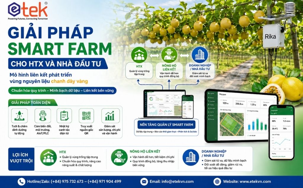 Giải Pháp Smart Farm Cho HTX Và Nhà Đầu Tư: Mô Hình Liên Kết Phát Triển Vùng Nguyên Liệu Chanh Dây Vàng
