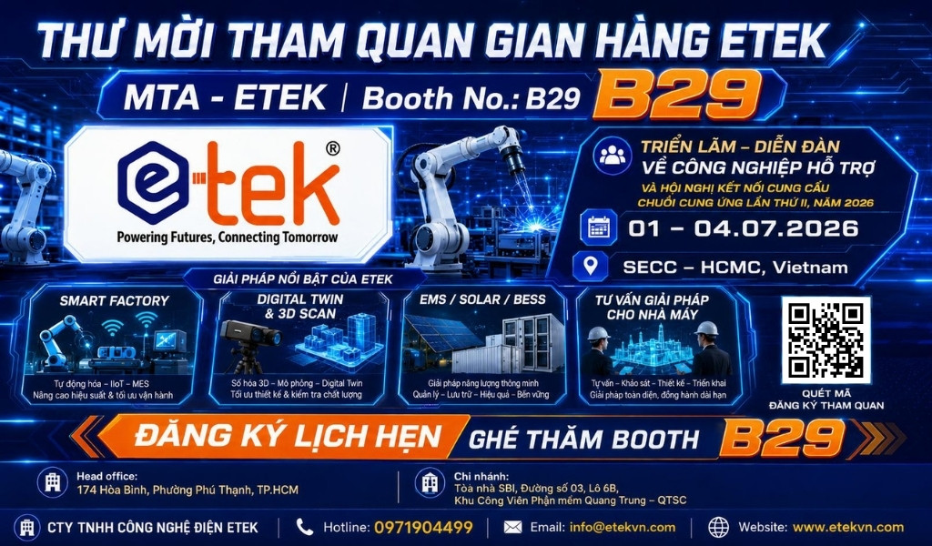 THÔNG BÁO: ETEK THAM GIA MTA 2026, GIỚI THIỆU GIẢI PHÁP SMART FACTORY VÀ SOLAR – BESS – EMS